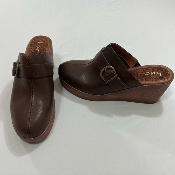 B.O.C Platform Chuncky Wedge Mule Medium Brown Buckle Clogs Slide Shoes Size 11 - Picture 13 of 16